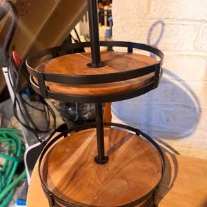 Two-Tier Wooden and Metal Stand
